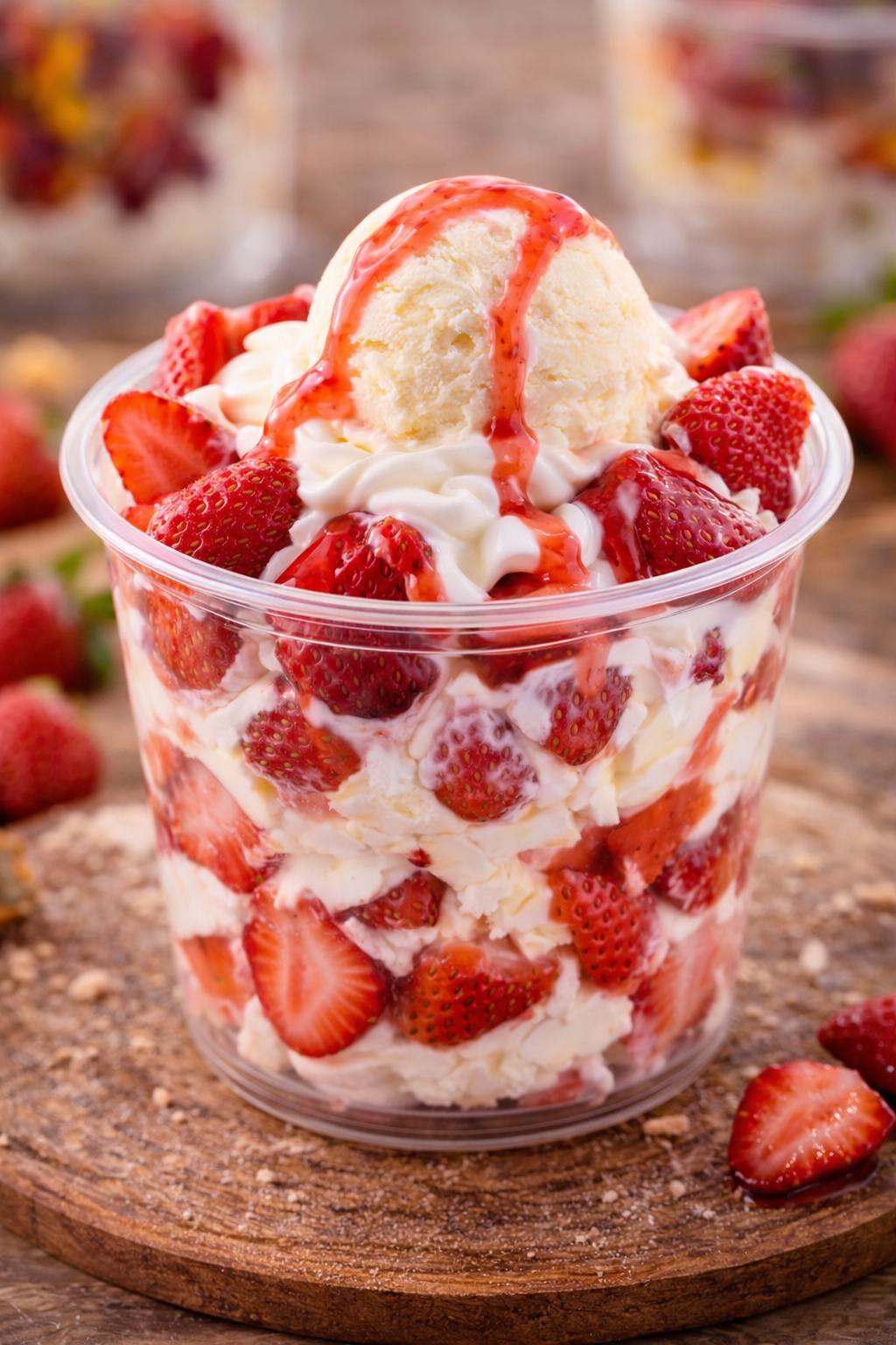 Fresas con crema y helado